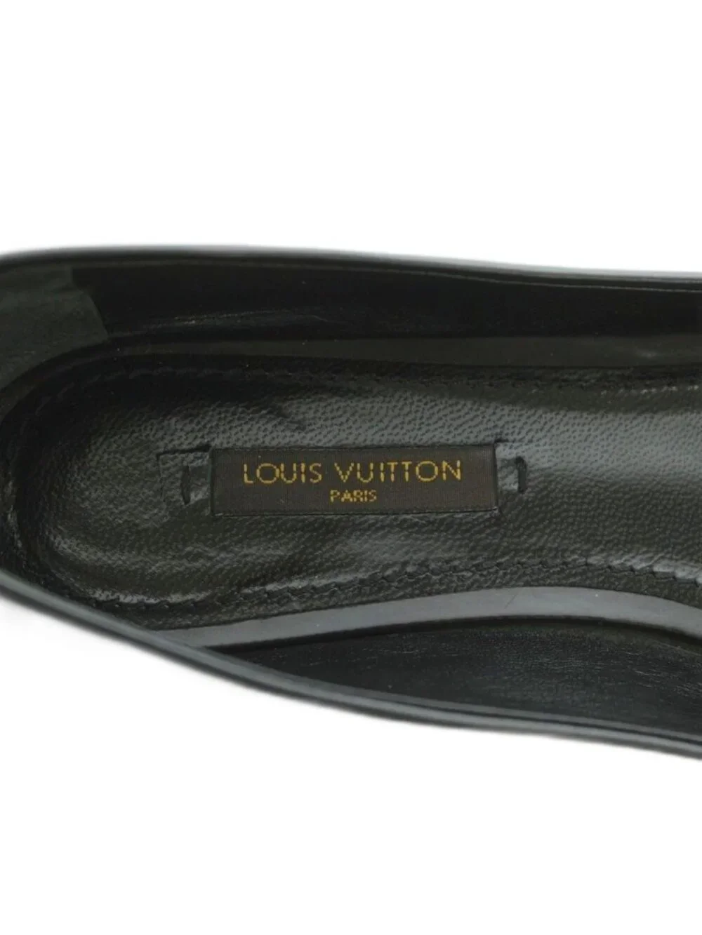 Louis Vuitton Pumps Low Heels Round Toe Leather Cube Motif 36 Black